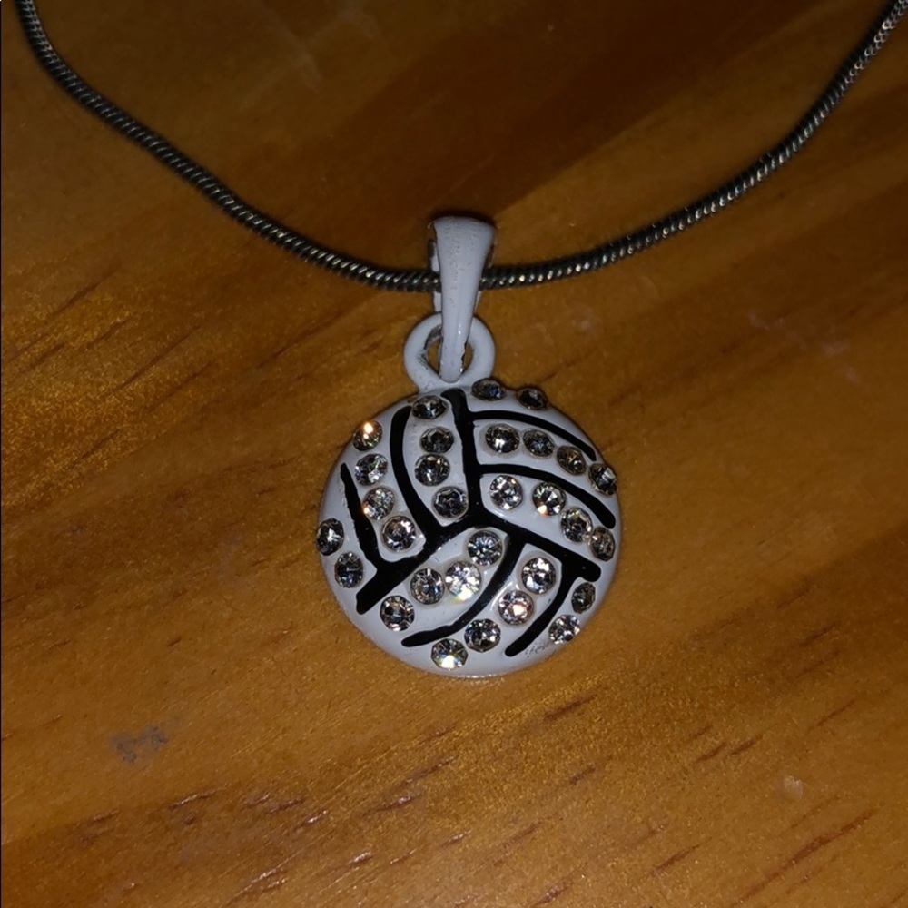 Rhinestoned Volleyball Necklace